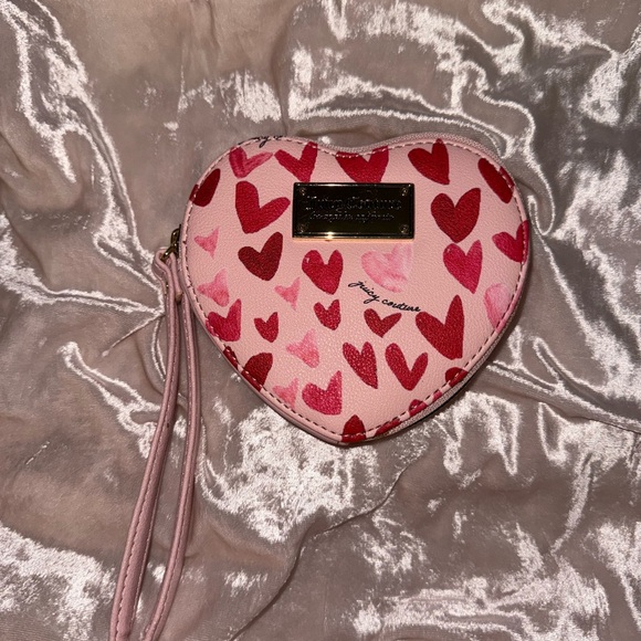 Juicy Couture Pink Heart Wristlet with Red Hearts - Picture 1 of 4